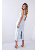 Summer dress with a tied neckline, light blue 110525 - Online store - Boutique